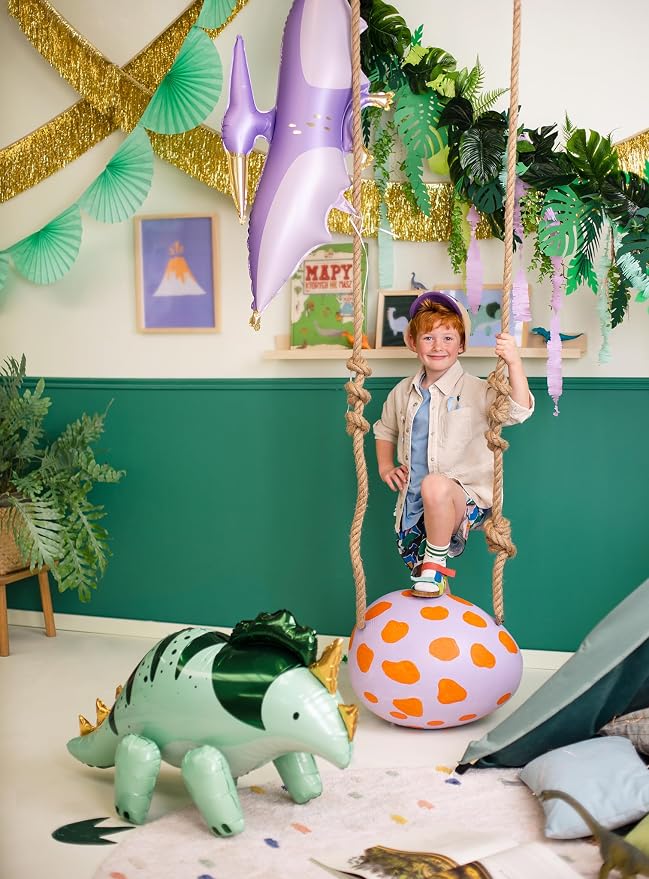 Globo de plástico de pterodáctilo 115 x 53 cm – globo XXL para helio o aire, para fiestas de dinosaurios, cumpleaños infantiles, globos de dinosaurio como decoración de cumpleaños – lila claro