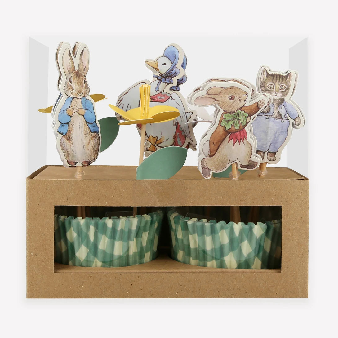 Kit de cupcakes Peter Rabbit™ en el jardín (x 24 adornos)