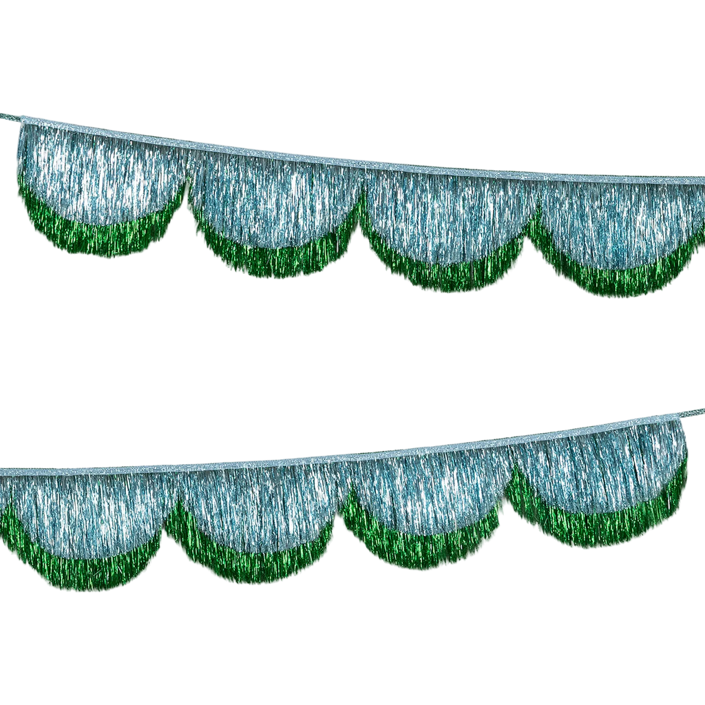 Guirnalda de festones de espumillón azul