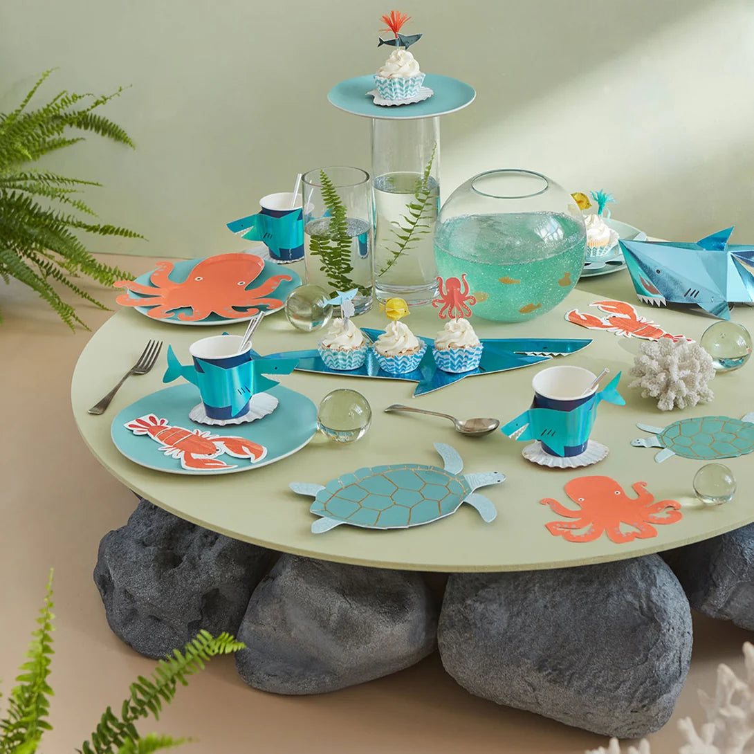 Kit de cupcake de polvo e tubarão (x 24 toppers)