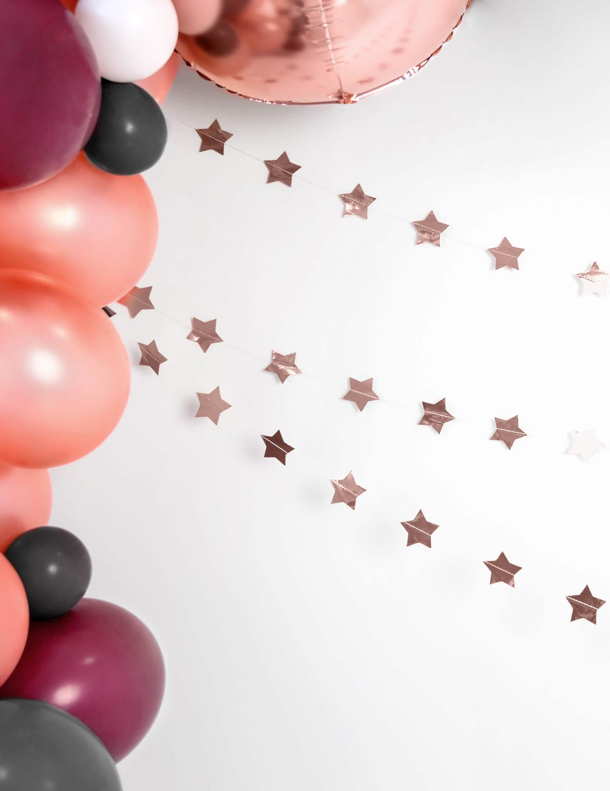 Guirnalda de cartón con estrellas metalizadas oro rosa 3,6 m para Navidad