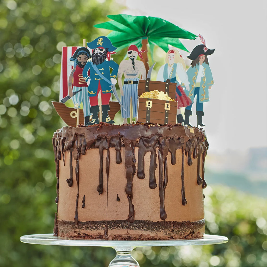 Piratas y toppers de pastel de palmeras (x 7)