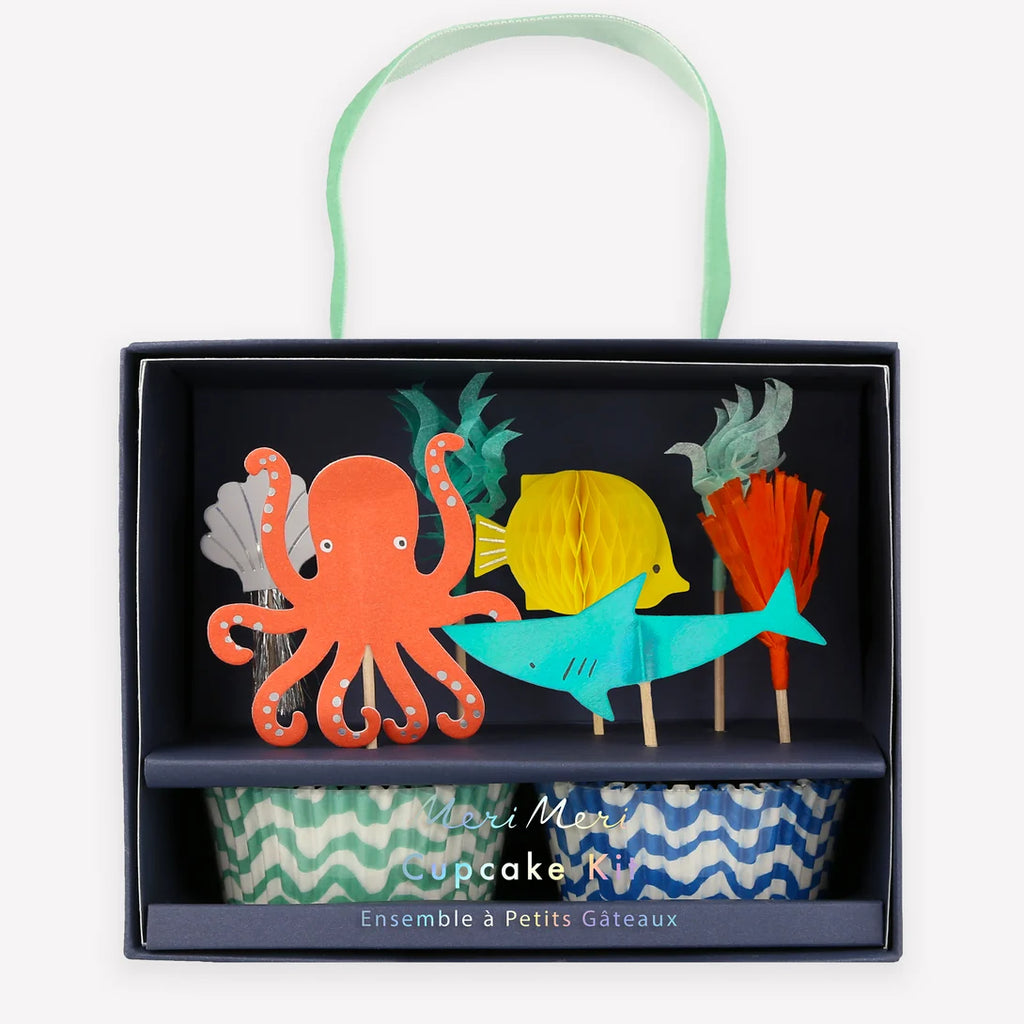 Kit de cupcake de polvo e tubarão (x 24 toppers)