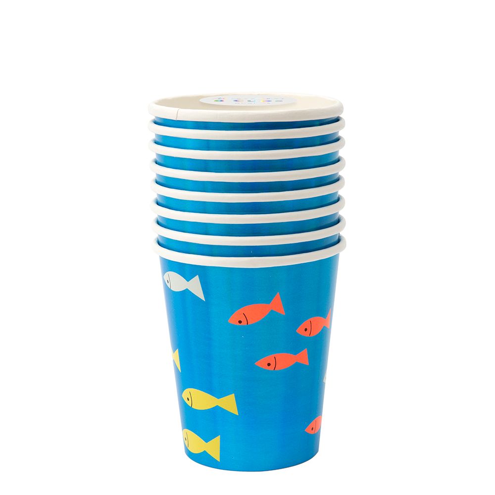 Vasos fondo marino holográfico meri meri
